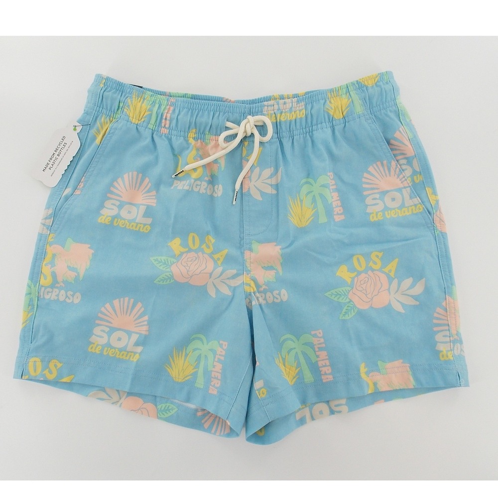 RSQ Swim Trunks Graphic Tropical Print Mens Medium‎ Blue